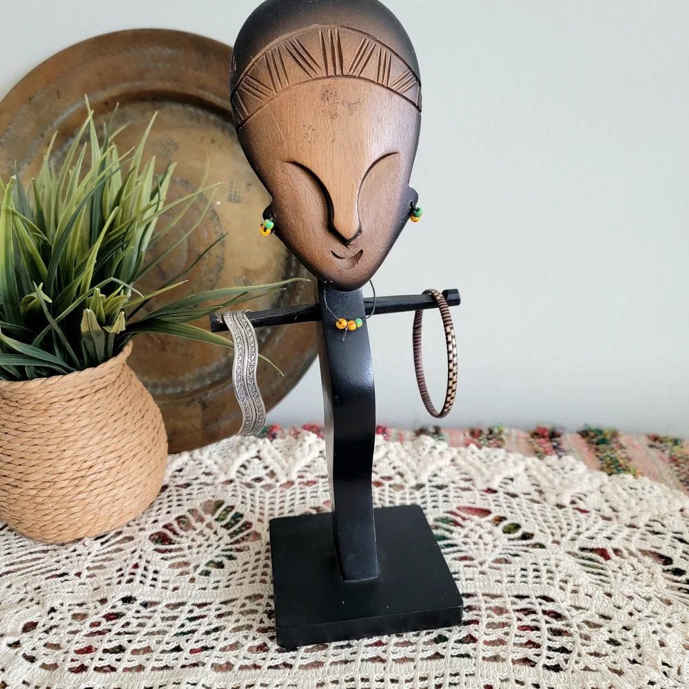Handcrafted Tribal African jewelry holder boho decor art
